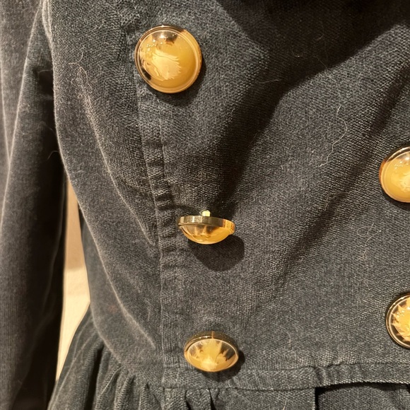 Anthropologie Idra Deep Navy Pea Coat Velveteen with Bold Buttons SZ 6- RARE-! - Picture 10 of 10